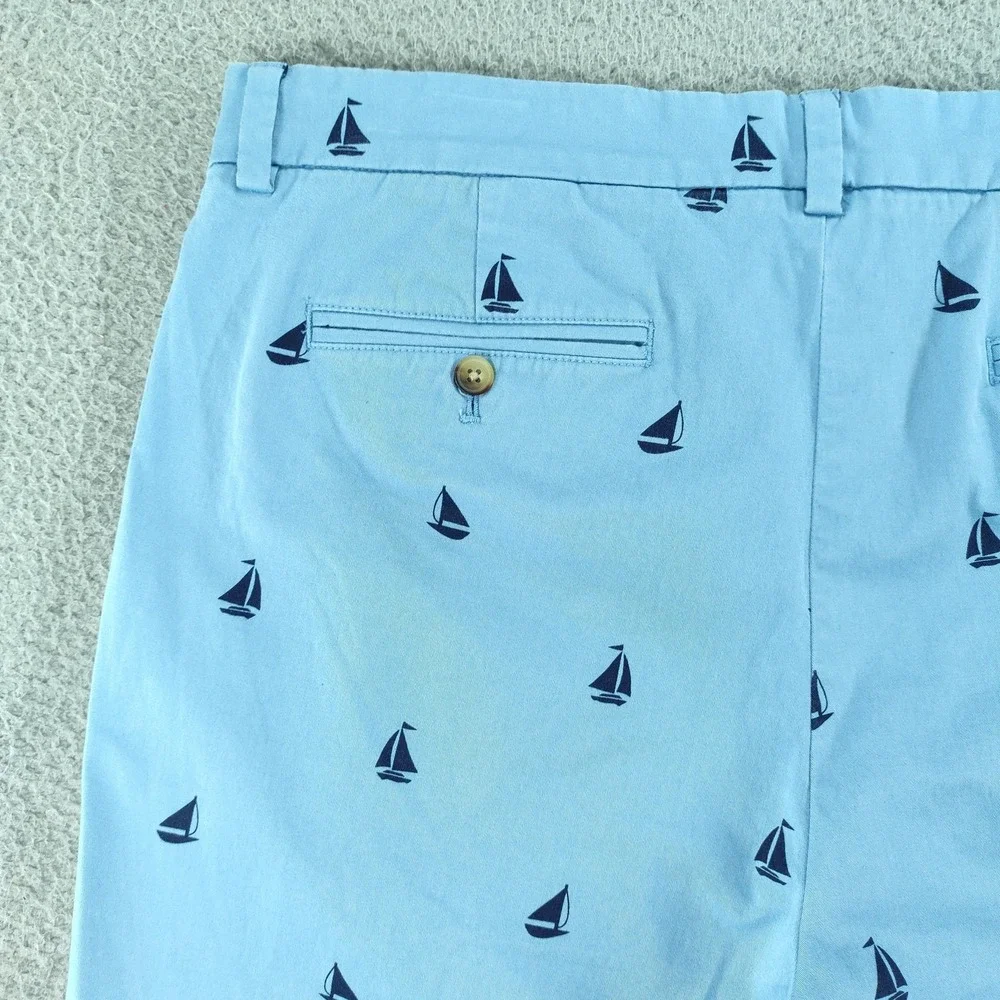 Vineyard Vines Breaker Shorts Mens 36 Light Blue 9 Inch Sailboat Chino Nautical